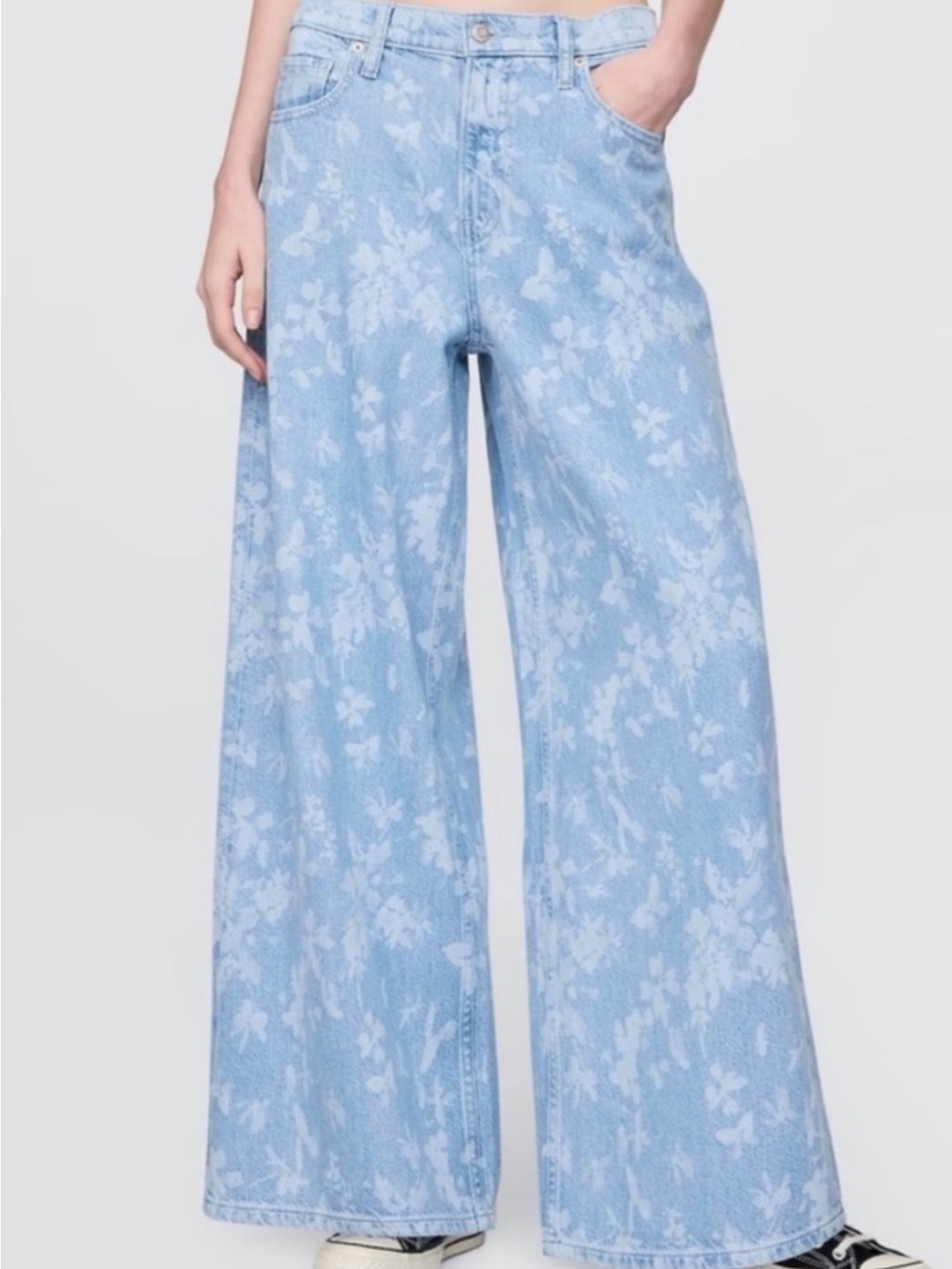 GAP Light Blue Floral Wide-Leg Jeans